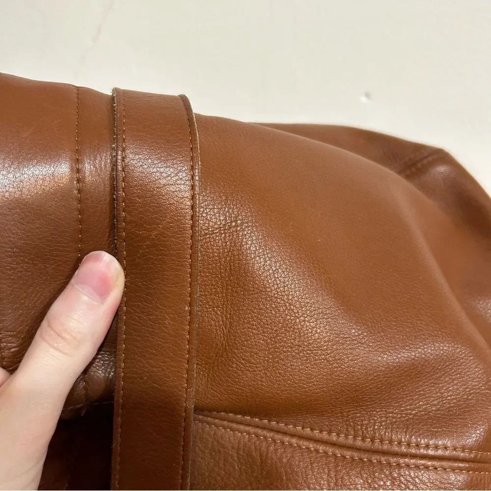 Vintage Coach 4156 Toffee Brown Leather Soho Belted Bucket Buckle Pouch Bag